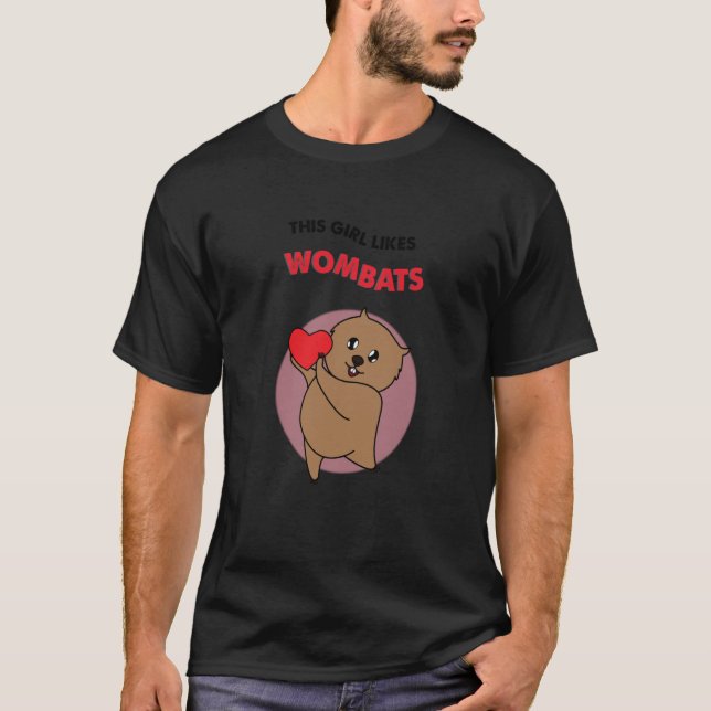 Camiseta Girl Likes Wombats Ironic Saying Cute Australian R (Anverso)