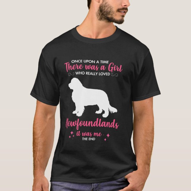 Camiseta Girl Loves Newfoundland Dog For Men Women Mom Dad  (Anverso)