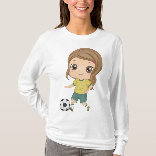 Camiseta Girl Playing Soccer Adorable Kids Sports (Anverso)