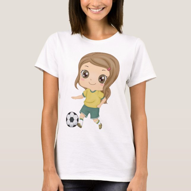 Camiseta Girl Playing Soccer Adorable Kids Sports (Anverso)