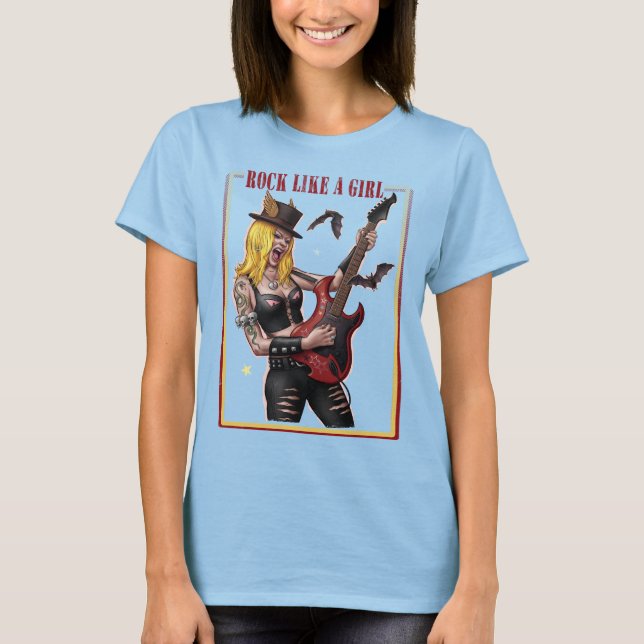 Camiseta Girl Power Rock – Rock Like a Girl  (Anverso)