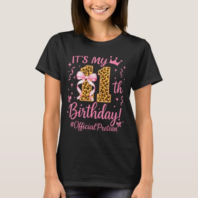 Camiseta Girl Preteen Nk Coquette Bow Its My 11th Birthday  (Anverso)