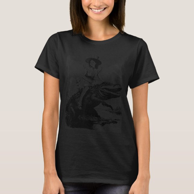 Camiseta Girl Riding Alligator _ Weird Funny Florida Crocod (Anverso)