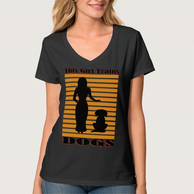 Camiseta Girl Trains Dogs Cute Puppy Ironic Dog Teacher Sch (Anverso)