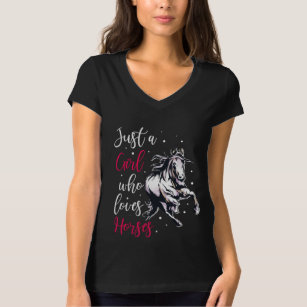 Camiseta Girl Who Loves Horses Horse Lover Animal Horse Rac