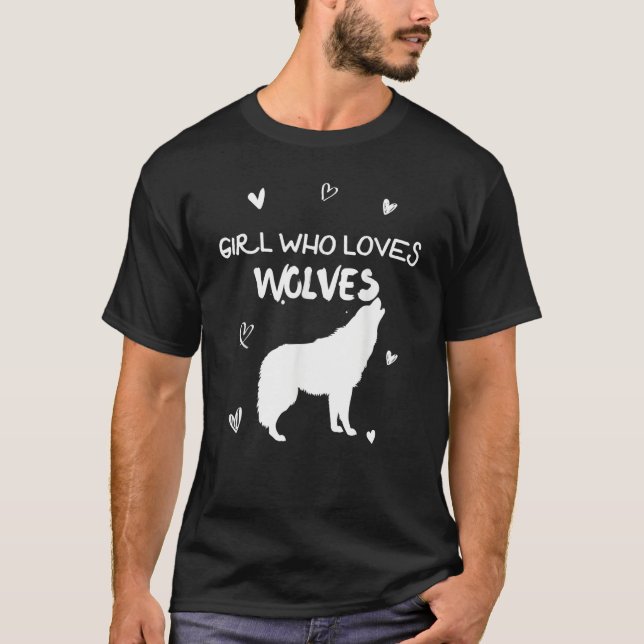 Camiseta Girl Who Loves Wolves Howling Wolf Silhouette (Anverso)