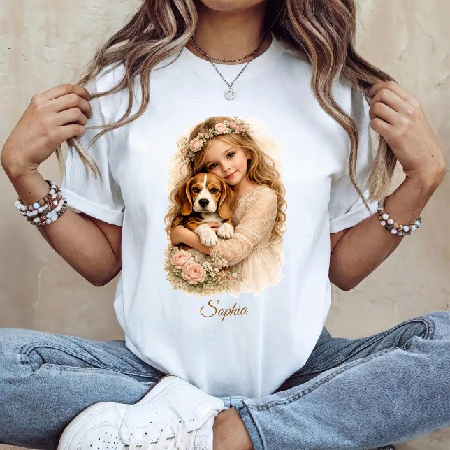Camiseta Girl with Beagle Puppy (Subido por el creador)
