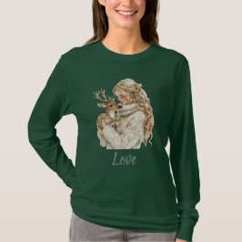 Camiseta Girl with Deer Christmas