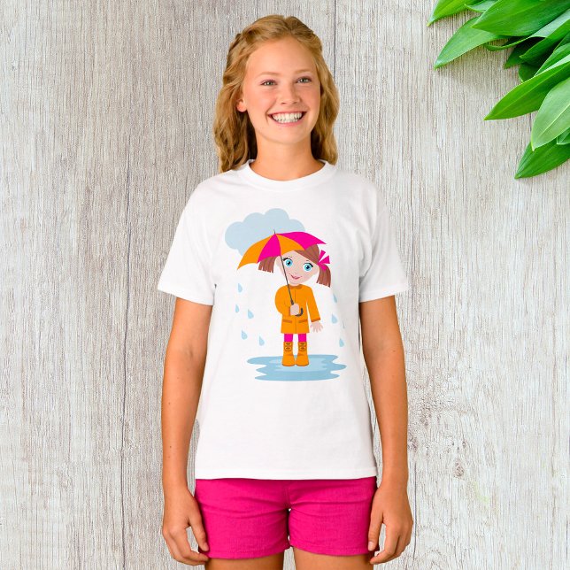Camiseta Girl with Umbrella in Rain Kids Rainy Day (Subido por el creador)