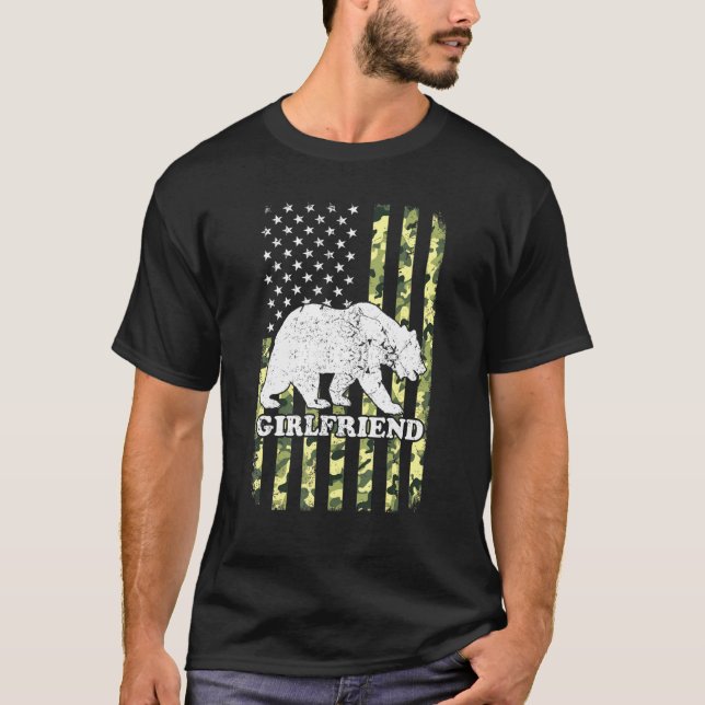 Camiseta Girlfriend Bear Camping Camouflage Senderismo Usa  (Anverso)