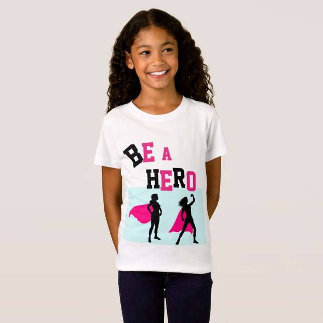 Camiseta #GirlPower Super Hero Tee para Chicas - ADD Name (Anverso completo)