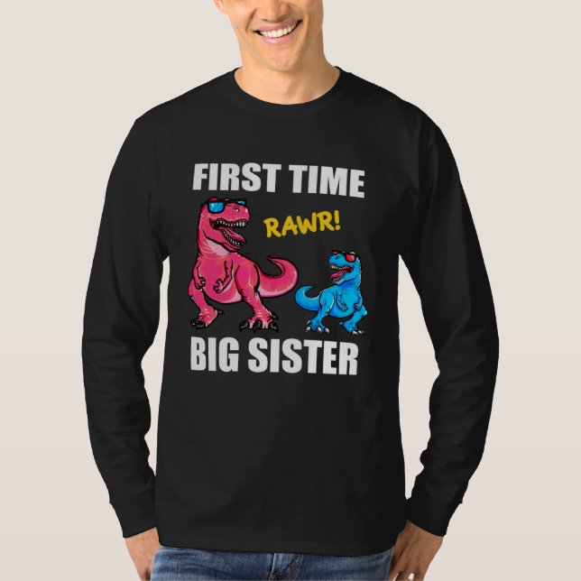 Camiseta Girls Baby Announcement Dinosaur  First Time Big S (Anverso)