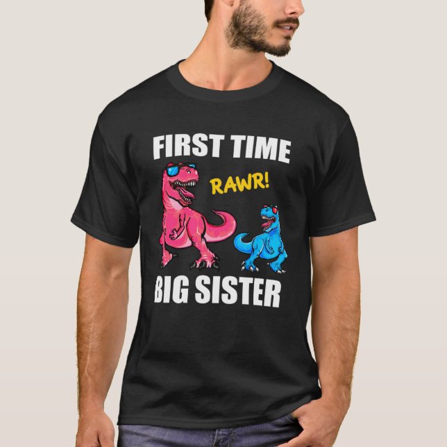 Camiseta Girls Baby Announcement Dinosaur  First Time Big S (Anverso)