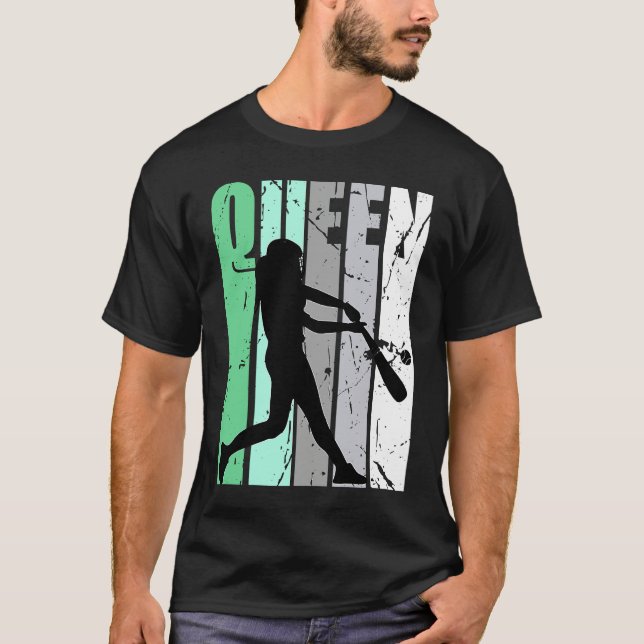 Camiseta Girls Baseball Queen Softball Retro Graphic Green (Anverso)