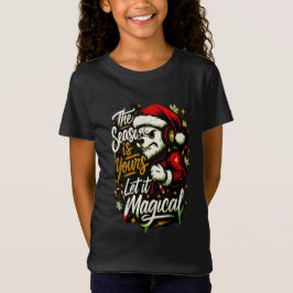 Camiseta Girls' Christmas Bear DJ Edgy Holiday Magic Tee