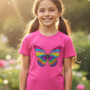 Camiseta Girl's Colorful Butterfly T-Shirt – Trendy