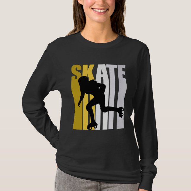 Camiseta Girls Cool Retro Pink Inline Skating Skater Daught (Anverso)