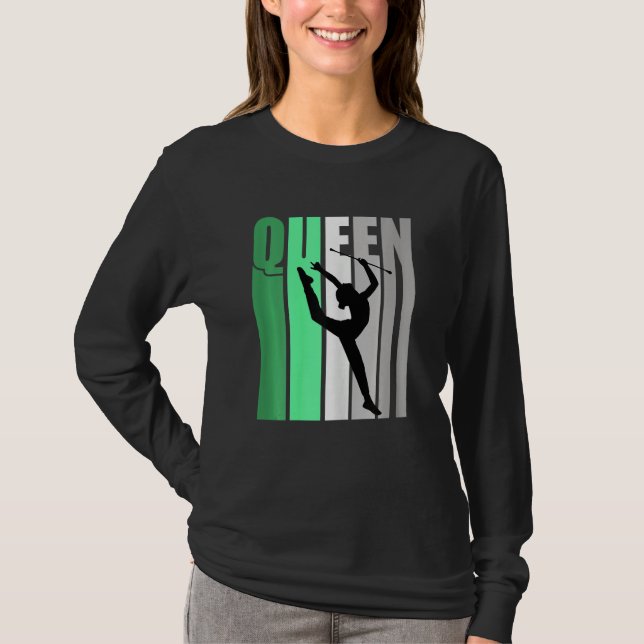 Camiseta Girls Green Retro Rhythmic Gymnastics Queen Daught (Anverso)
