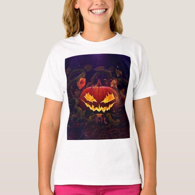 Camiseta Girl's halloween pumpkin t-shirt (Anverso)