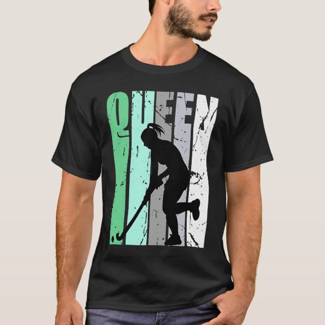 Camiseta Girls Hockey Queen Hockey Retro Graphic Motivate (Anverso)
