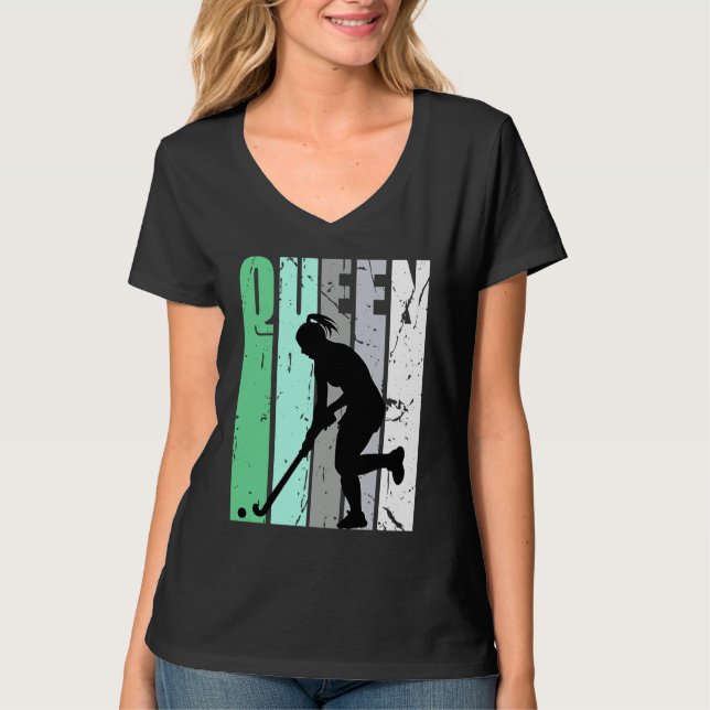 Camiseta Girls Hockey Queen Hockey Retro Graphic Motivate (Anverso)