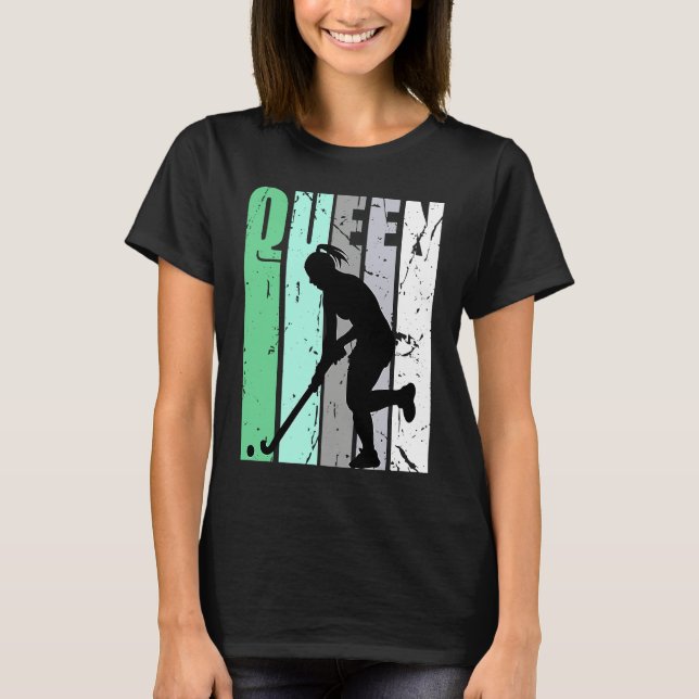 Camiseta Girls Hockey Queen Hockey Retro Graphic Motivate (Anverso)