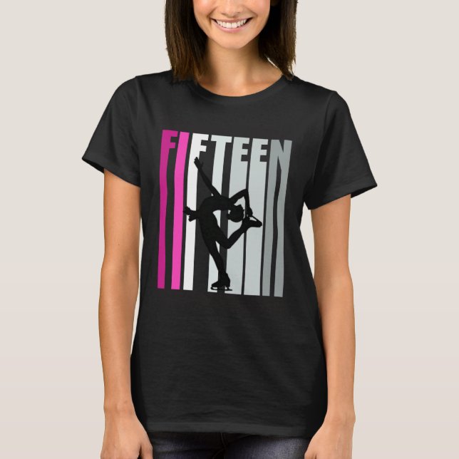 Camiseta Girls Ice Skating Birthday 15th Ice Skater Queen F (Anverso)