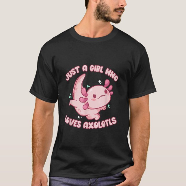 CAMISETA GIRLS LOVES AXOLOTLS CUTE  FOR KIDS BOYS GIRLS (Anverso)