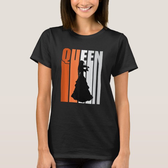 Camiseta Girls Orange Violin Queen Princess Womens Bday (Anverso)
