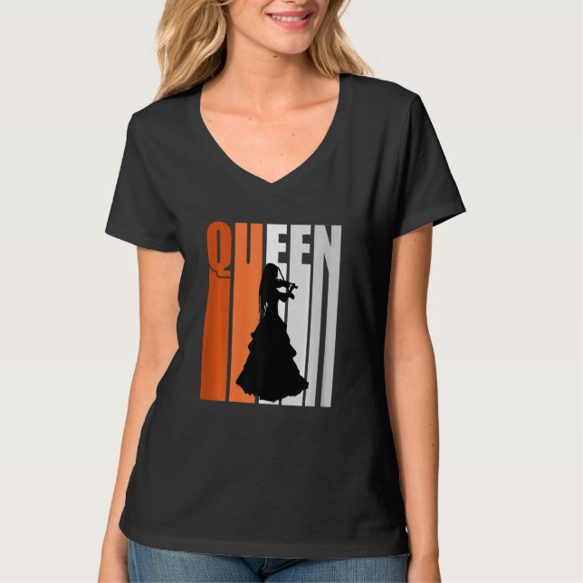 Camiseta Girls Orange Violin Queen Princess Womens Bday (Anverso)
