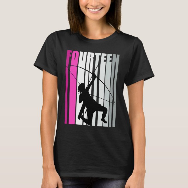 Camiseta Girls Pinky Archery 14th Birthday Bow Arrow Archer (Anverso)