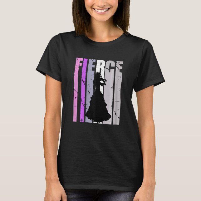 Camiseta Girls Purple Violinist Silhouette Musical Plays Th (Anverso)