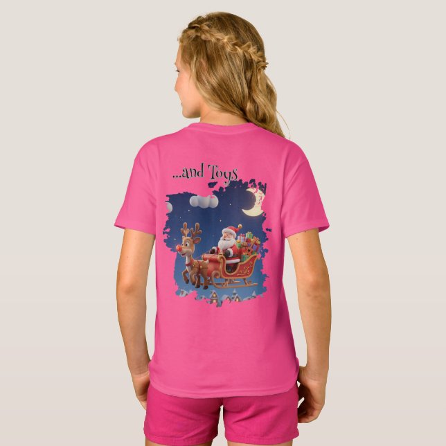Camiseta Girls' Santa Rudolph Christmas T-Shirt (Reverso completo)