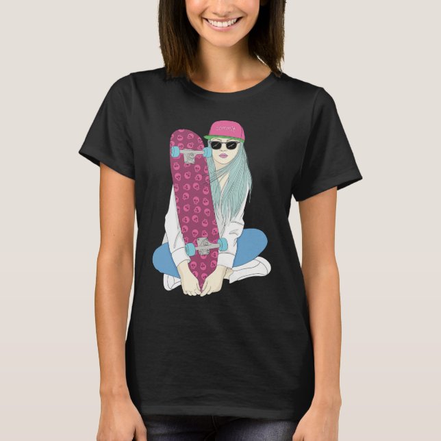Camiseta Girls Skate Skateboard Skateboarding Do A Kickflip (Anverso)