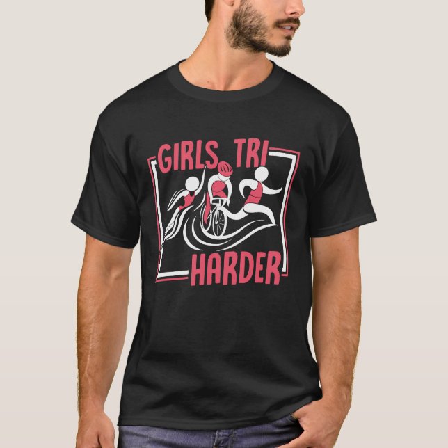 Camiseta Girls TRI Harder Triathlete Bike Training Profi Tr (Anverso)