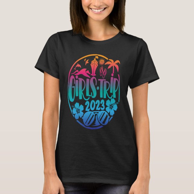Camiseta Girls Trip 2023 Matching Group Beach Cruise Tropic (Anverso)