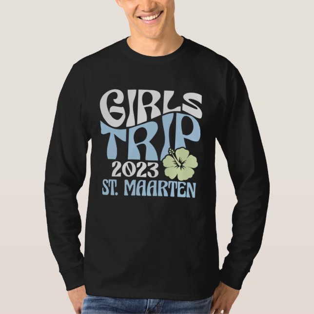 Camiseta Girls Trip 2023 St Maarten Beach Destination Retro (Anverso)