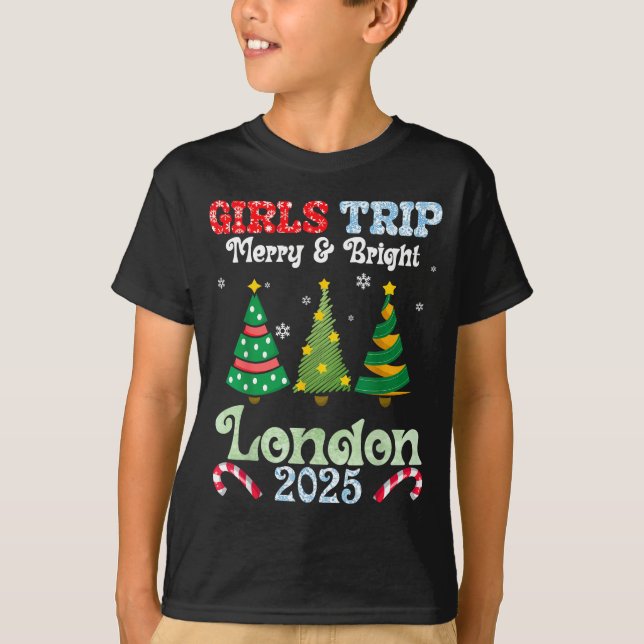 Camiseta Girls Trip Merry Bright Christmas In London Vacati (Anverso)