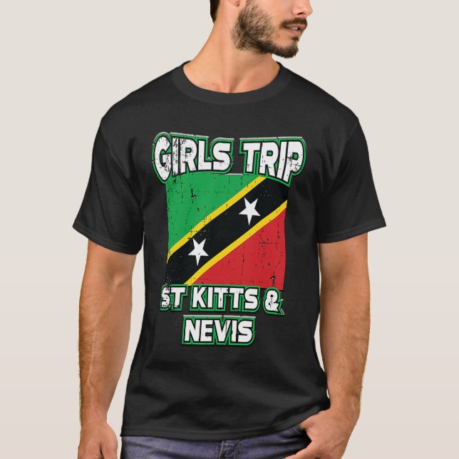 Camiseta Girls Trip St Kitts & Nevis Flag Squad Goals Souve (Anverso)
