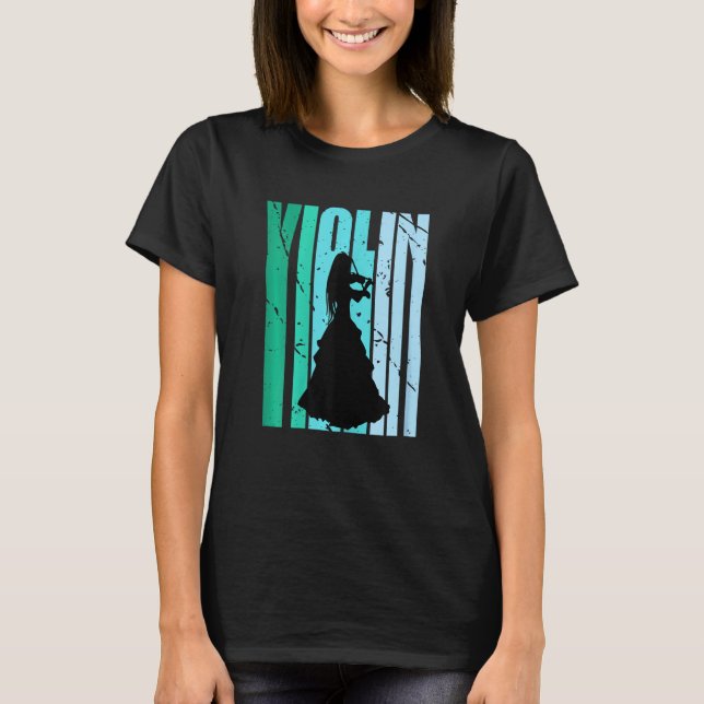 Camiseta Girls Violin Silhouette Daughters Female Loves Vio (Anverso)