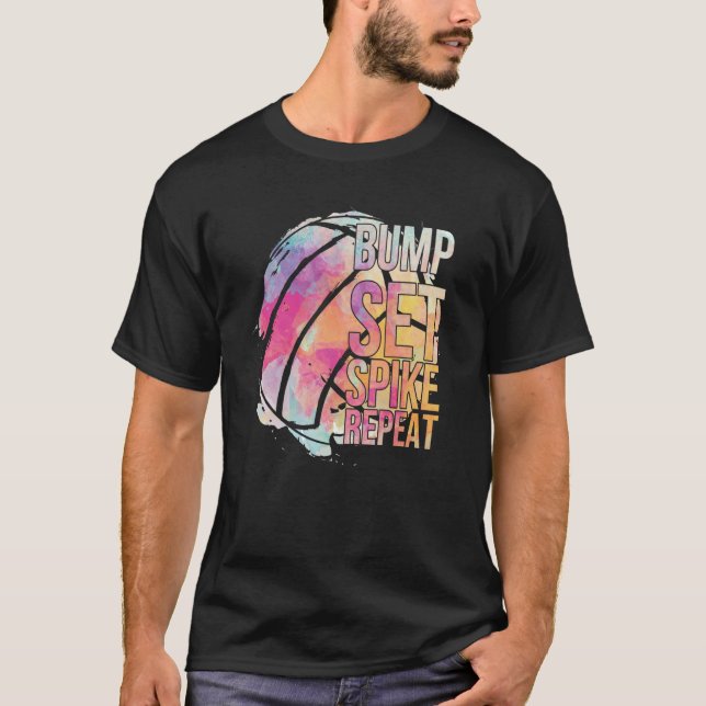 Camiseta Girls Volleyball Bump Set Spike Repeat Volleyball  (Anverso)