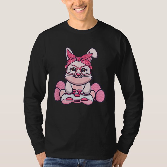 Camiseta Girls Women Video Game Easter Bunny Gaming Control (Anverso)