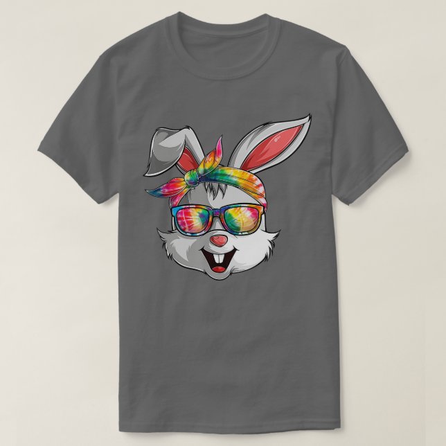 Camiseta Girls Womens Kids Bunny Face Tie Dye Glasses Easte (Diseño del anverso)