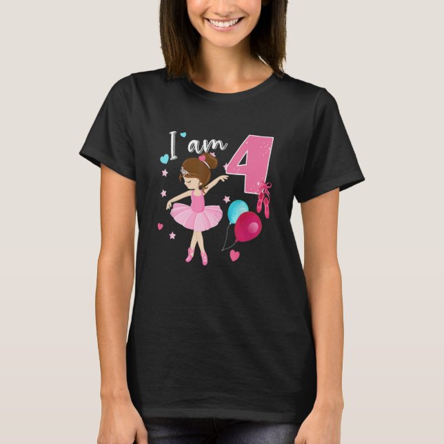 Camiseta Girlu2019s Ballerina de 4 años cuarto Fiesta de cu (Anverso)