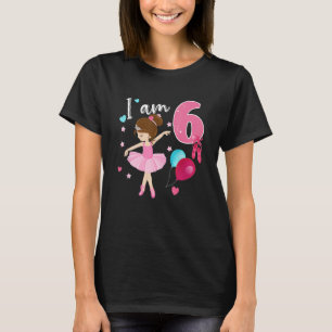 Camiseta Girlu2019s Ballerina de 6 años Fiesta de cumpleaño