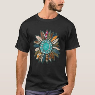 Camiseta Girly Boho Sunflower Turquesa Rústica Vaquera Flor