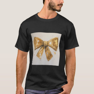 Camiseta Girly Bow en acuarela coqueta Estética dorada