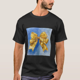 Camiseta Girly Bow en acuarela coqueta Estética dorada