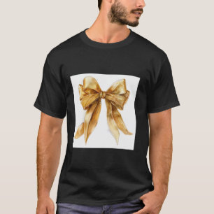 Camiseta Girly Bow en acuarela coqueta Estética dorada