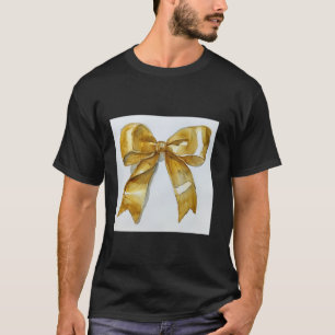 Camiseta Girly Bow en acuarela coqueta Estética dorada